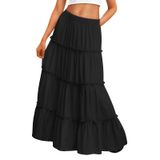 Saia Maxi Trendy Queen Black Para Mulheres Com Cintura Elástica De Verão
