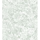 Papel De Parede Ciciwind Verde E Branco Floral 17,3x1000cm