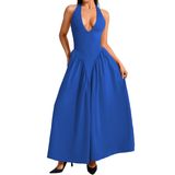 Vestido Chiaolezhee Deep Com Decote Em V Frente Única, Azul Royal, Feminino