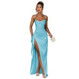 Vestido De Noite Gdjdifk Mermaid Satin Blue Para Mulheres