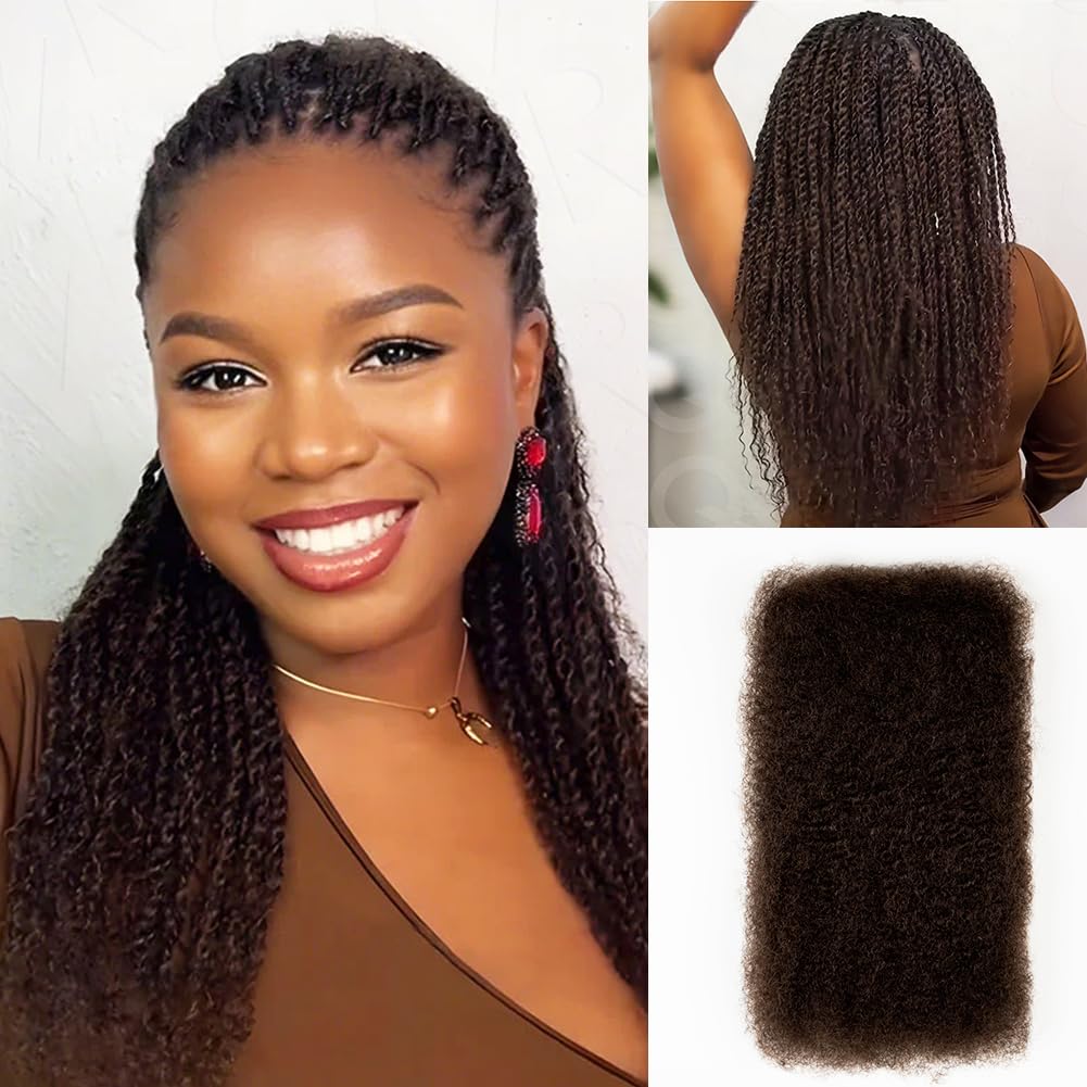 Hair Bulk Queen Virgin Remy Afro Kinky 18 Polegadas Marrom Escuro