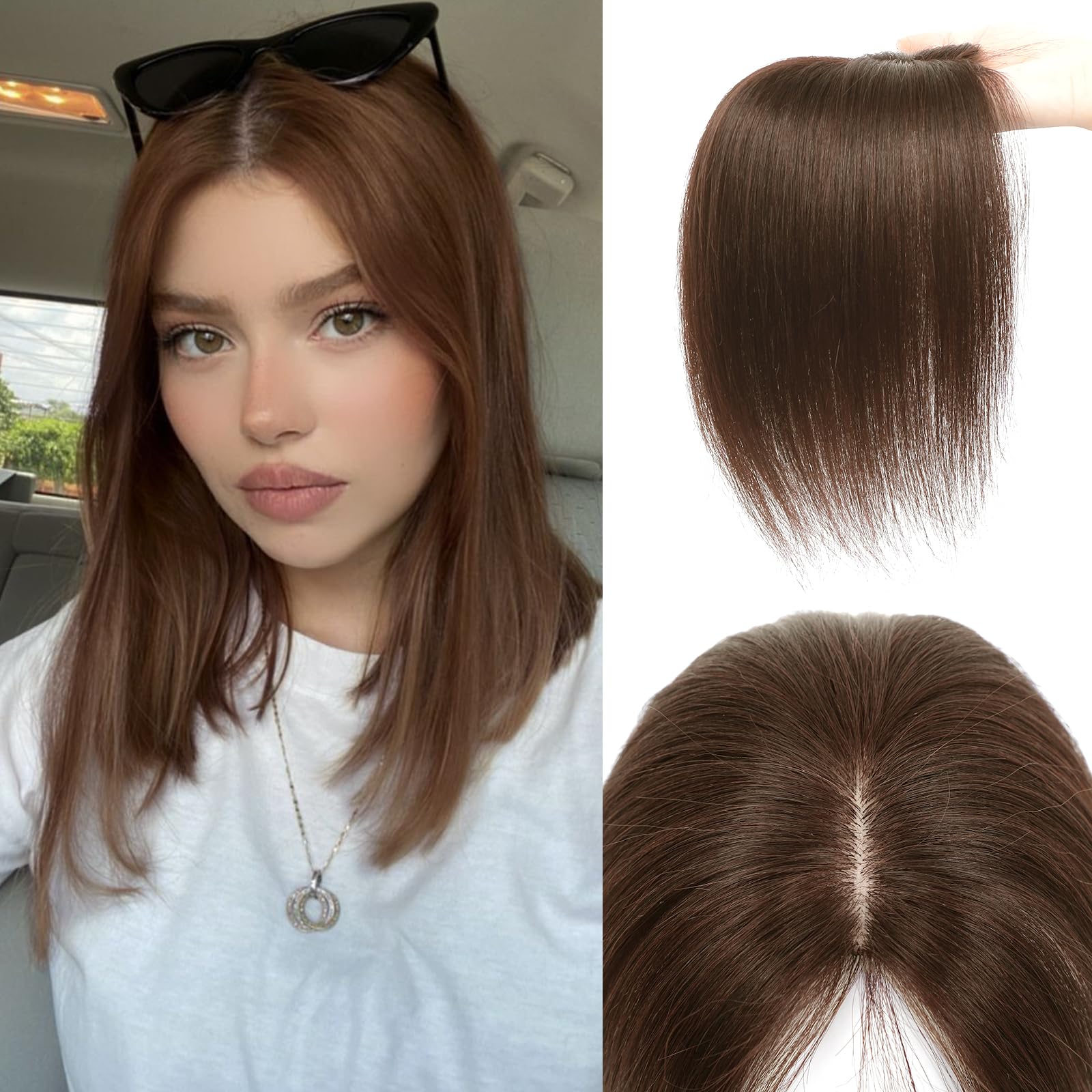 Toppers De Cabelo Elevave 360° 3d Cover Middle Bangs Real Human Hair
