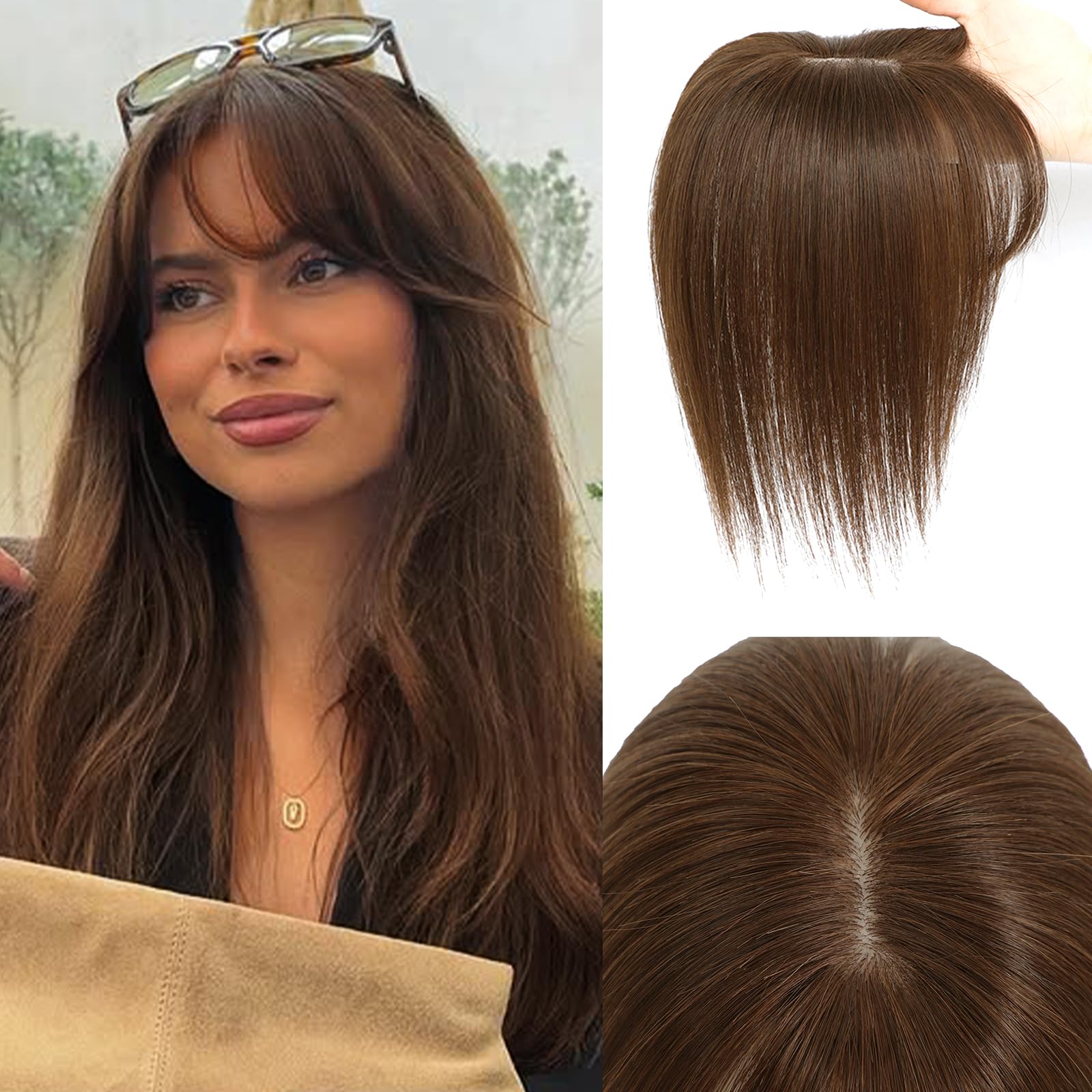 Toppers De Cabelo Elevave 360° 3d Cover Wispy Bangs Real Human Hair