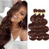 Pacotes De Cabelo Wuvusnm Chocolate Brown Body Wave 40-50cm #4