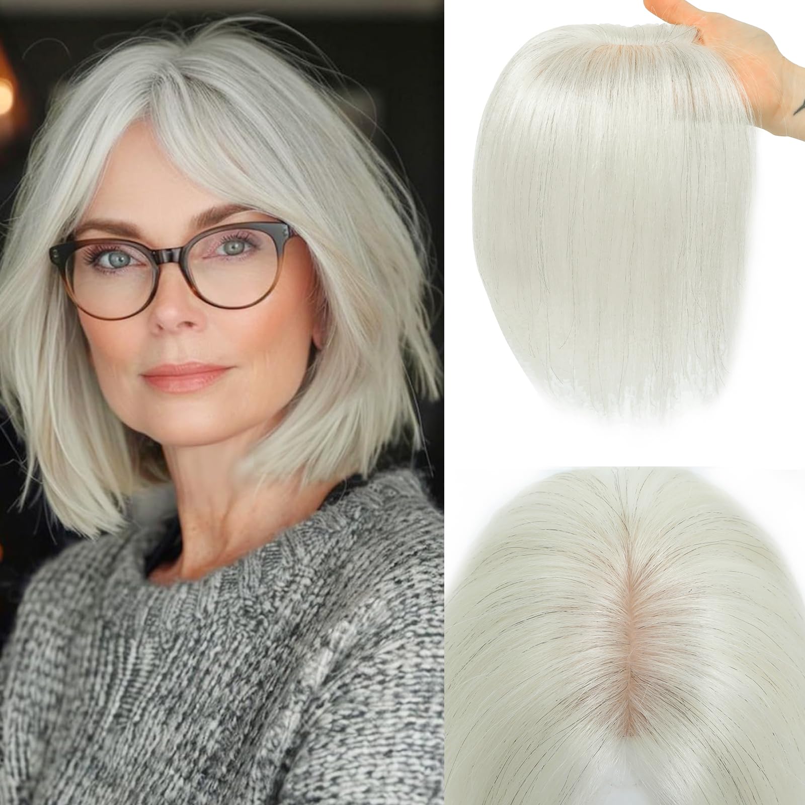 Toppers De Cabelo Elevave 360° 3d Cover Middle Bangs Real Human Hair