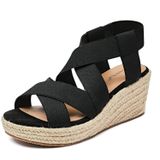 Sandálias Luoika Wide Wedge Platform, Tira No Tornozelo, Pretas, Femininas