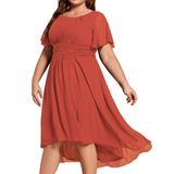Vestido De Festa Ever-pretty Plus Burnt Orange Chiffon Tamanho 22