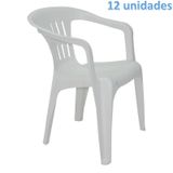 KIT 12 CADEIRAS PLASTICA MONOBLOCO COM BRACOS ATALAIA BRANCA TRAMONTINA