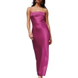 Blusas Tubulares Sem Encosto De Seda Acetinada Realtix Maxi Dress Para Mulheres