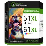 Cartuchos De Tinta Wekva 61xl De Substituição De Alto Rendimento Para Hp 61 (pacote Com 2)