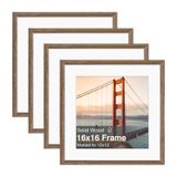 Porta-retratos Kinlink Brown Wood 16x16 Para 12x12 Com Tapete, Pacote Com 4