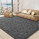 Tapete Area Lochas Ultra Soft De 6 X 9 Pés Para Sala De Estar, Quarto, Cinza