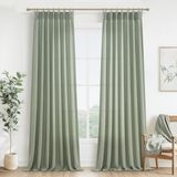 Cortinas Plissadas, Cortinas, Verde Sálvia, Linho, Transparente, 300 G/m2, 300 X 275 Cm