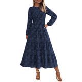 Vestido Midi Prettygarden Feminino De Manga Comprida Com Blusa Azul Marinho