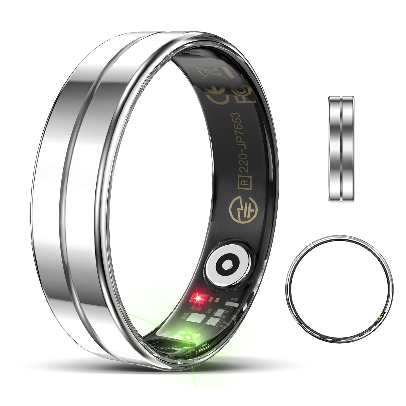 Smart Health Ring Emerhome Upgrade Para Mulheres E Homens, Prata