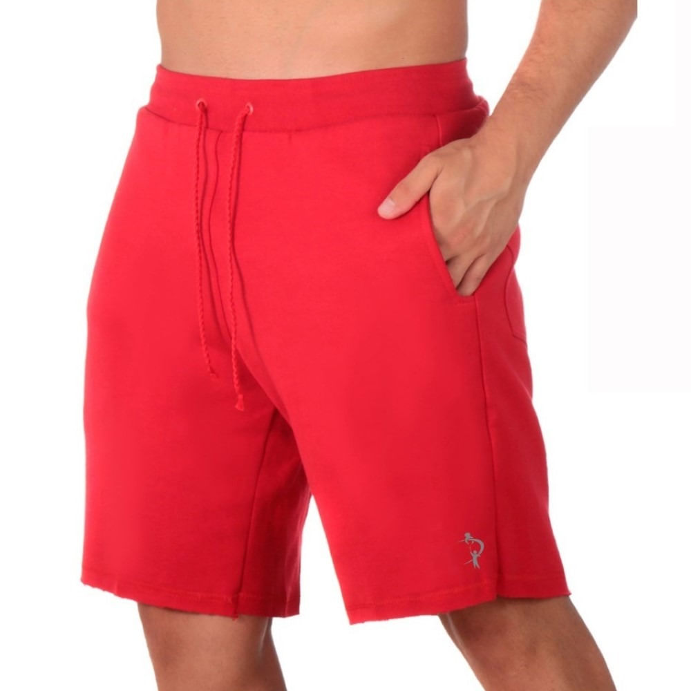 Bermuda Moletom Algodao Masculina Basica Cordao Ajustavel Short Com Bolsos Laterais E Traseiro