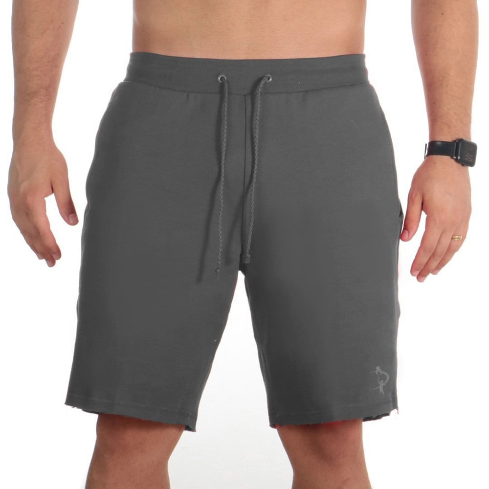 Bermuda Plus Size Short Algodao Moletom Masculino Lisa Cordao Ajustavel Tamanho Grande Confortavel