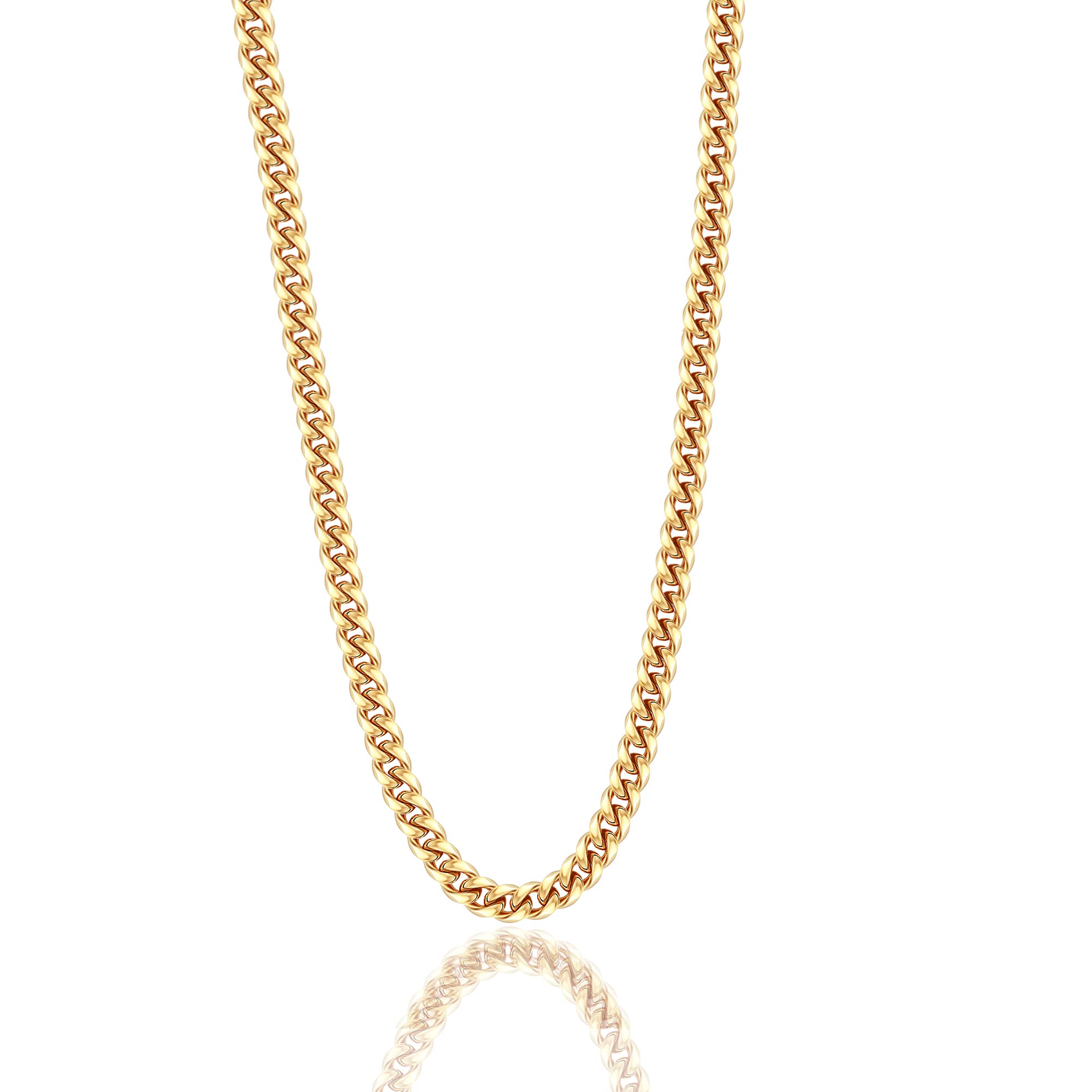 Colar Cuban Link Chain Monily Para Homens 6 Mm 91 Cm Banhado A Ouro 18k