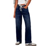 Jeans Sidefeel Zimbaplatinum Jeans, Perna Larga, Cintura Alta, Azul Marinho