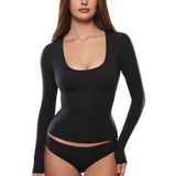 Camiseta Inlyric Inbarely Soft Deep Com Decote Em U, Manga Comprida, Feminina