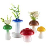 Vaso Glasseam Mushroom, Vidro Vermelho Pequeno Para Decoração De Casa, 5 Unidades