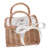 Cesta De Flores Tecida Inspirada Em Kombiuda, Pequena Cesta De Vime, Alça, Bolsa De Vime Natural