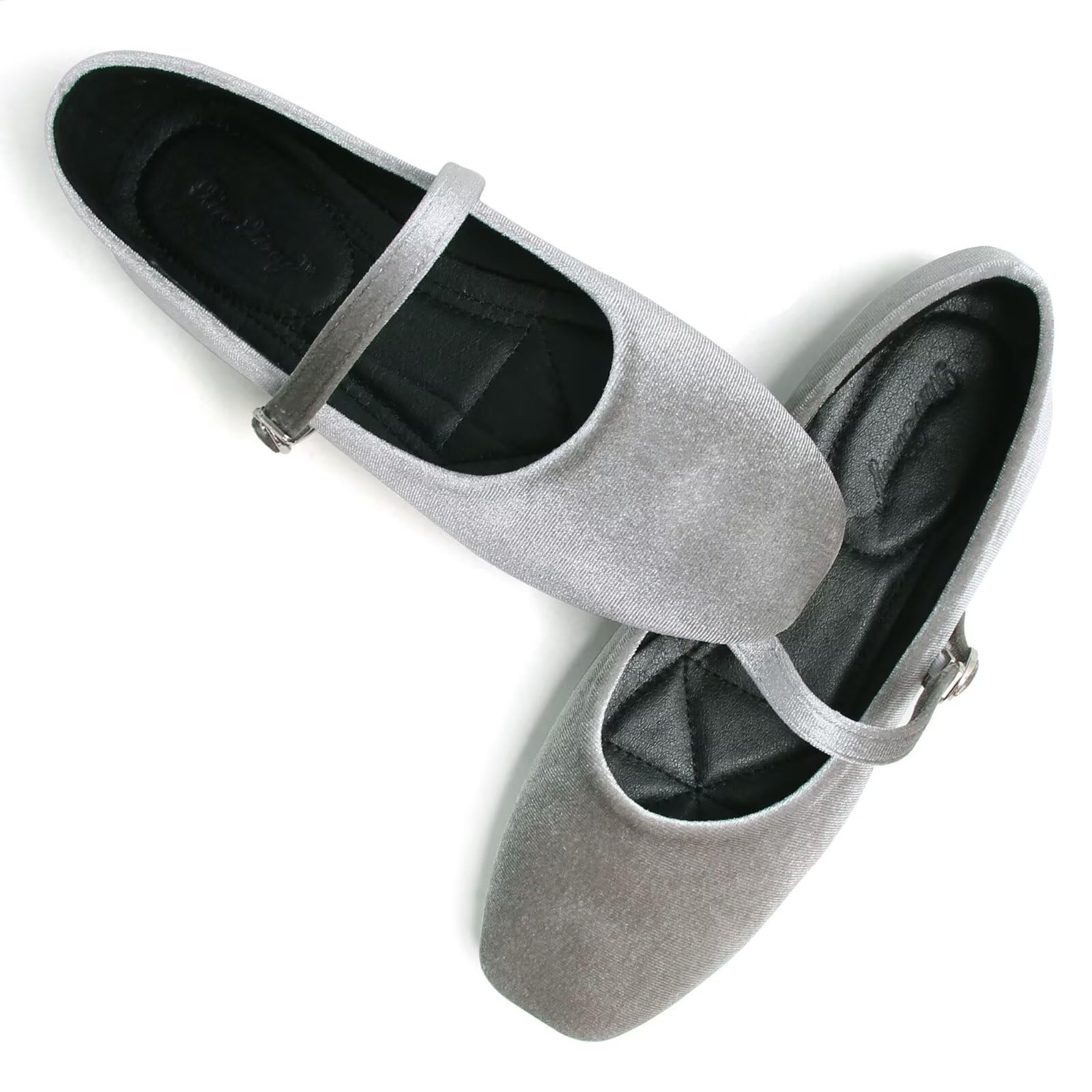 Sapatilhas De Balé Wenjiazhizhi Suede, Arrastão, Bico Quadrado, Cinza 43