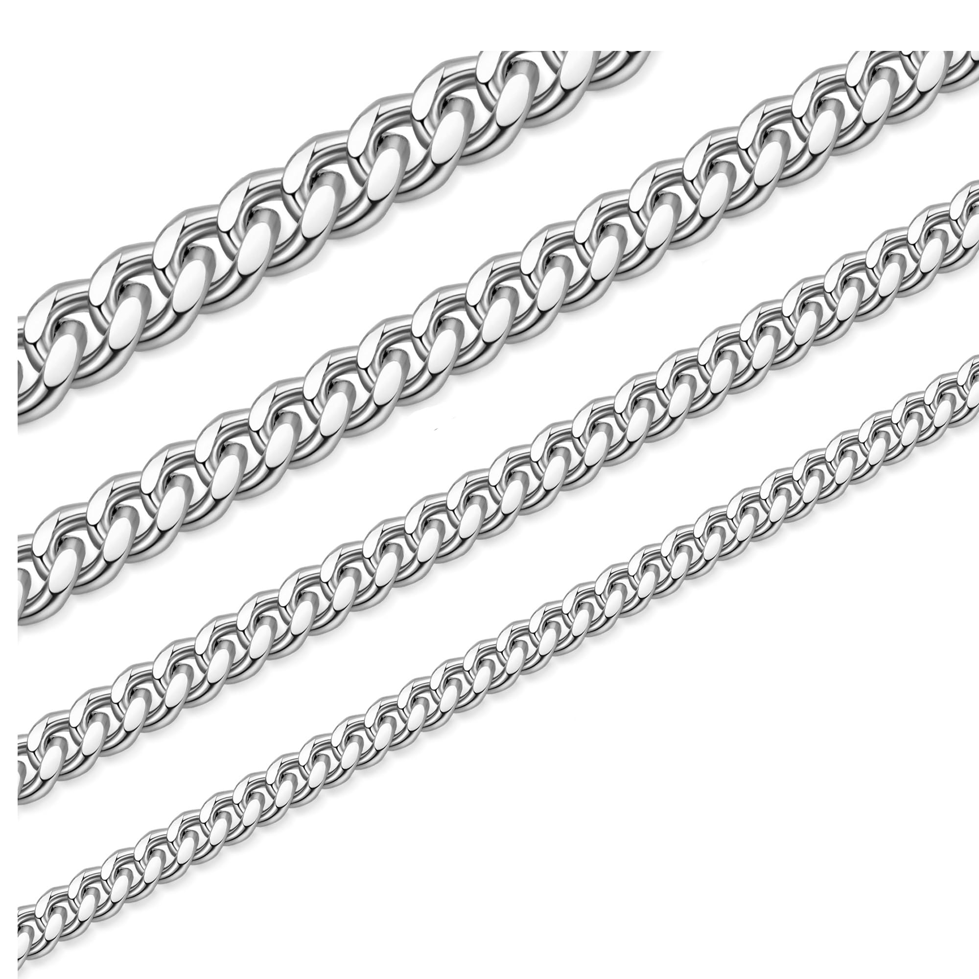 Colar Cuban Link Chain Para Homens Monily Em Aço Inoxidável 7mm
