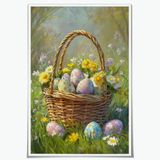 Cesta De Ovos De Páscoa Com Impressão Artística De Parede Em Tela Vintage Spring 40x60cm