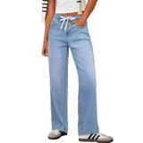 Jeans Sidefeel Zimbaplatinum Para Mulheres De Cintura Alta E Pernas Largas