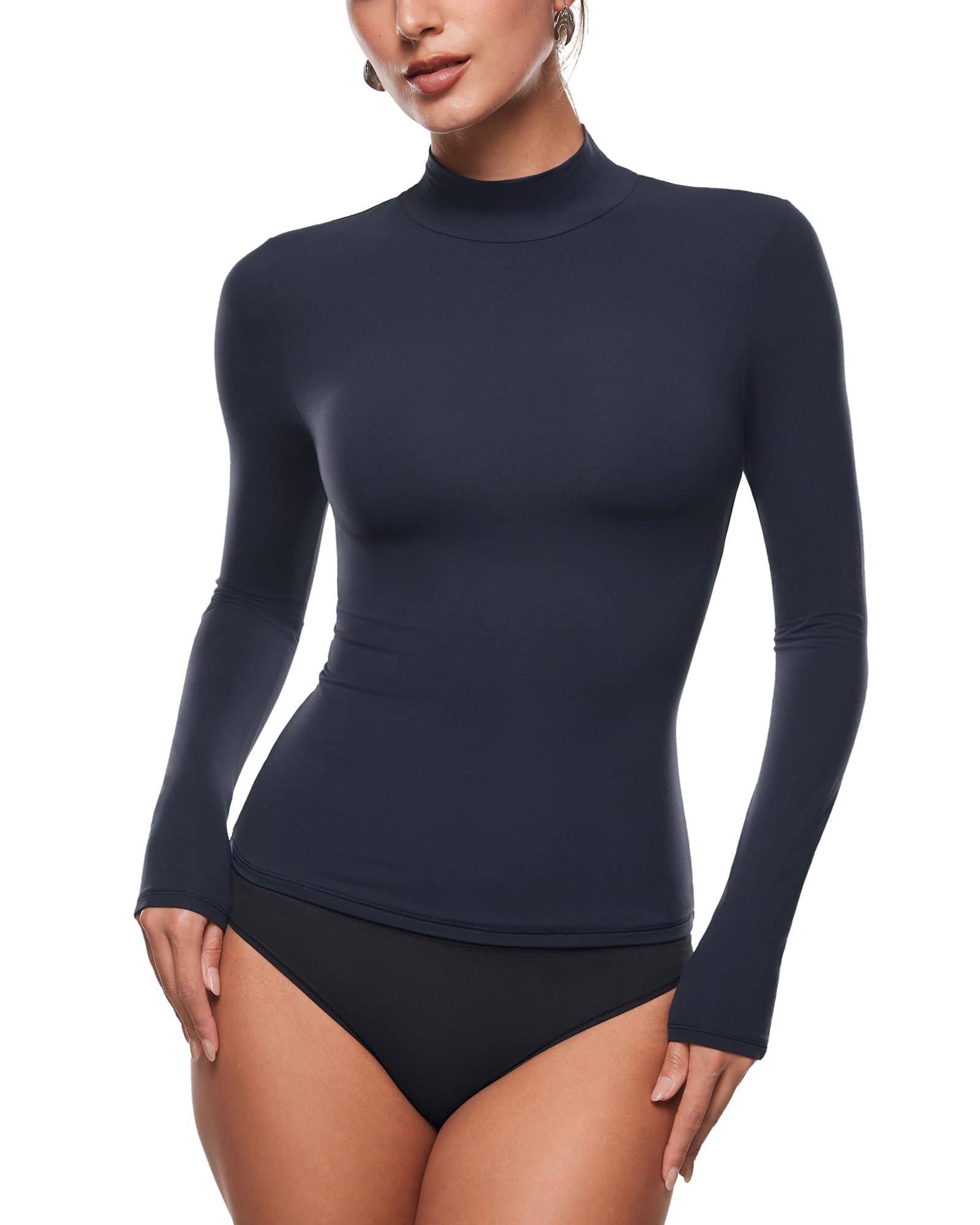 Top Inlyric Inbarely Soft Mock, Gola Alta, Manga Comprida, Feminina