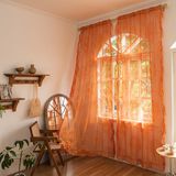 Cortinas Lavyhuno Burnt Orange Lace Sheer 160x160cm 2 Painéis