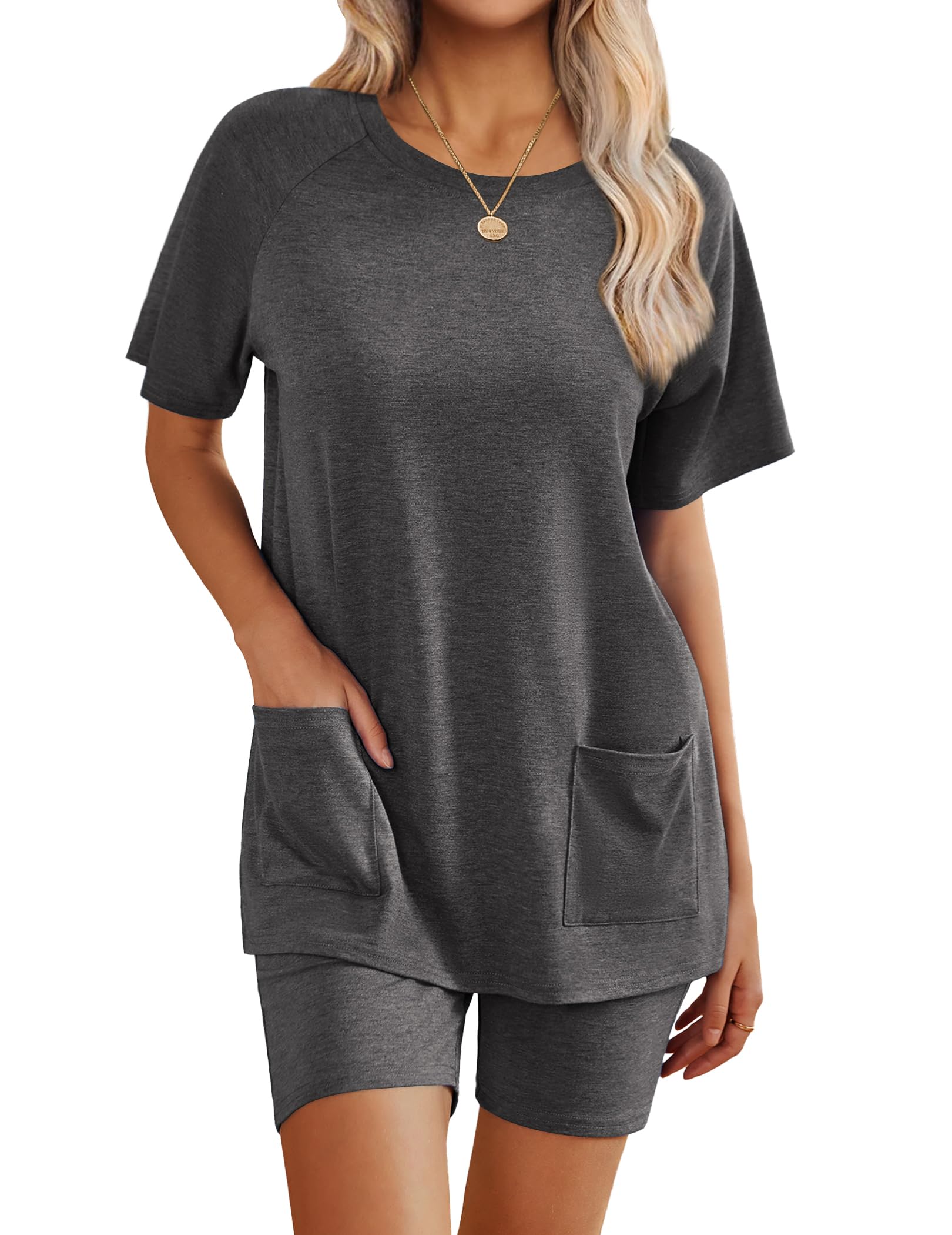 Conjunto De Lounge Ekouaer 2025, Roupas De Verão Com Bolso Para Mulheres