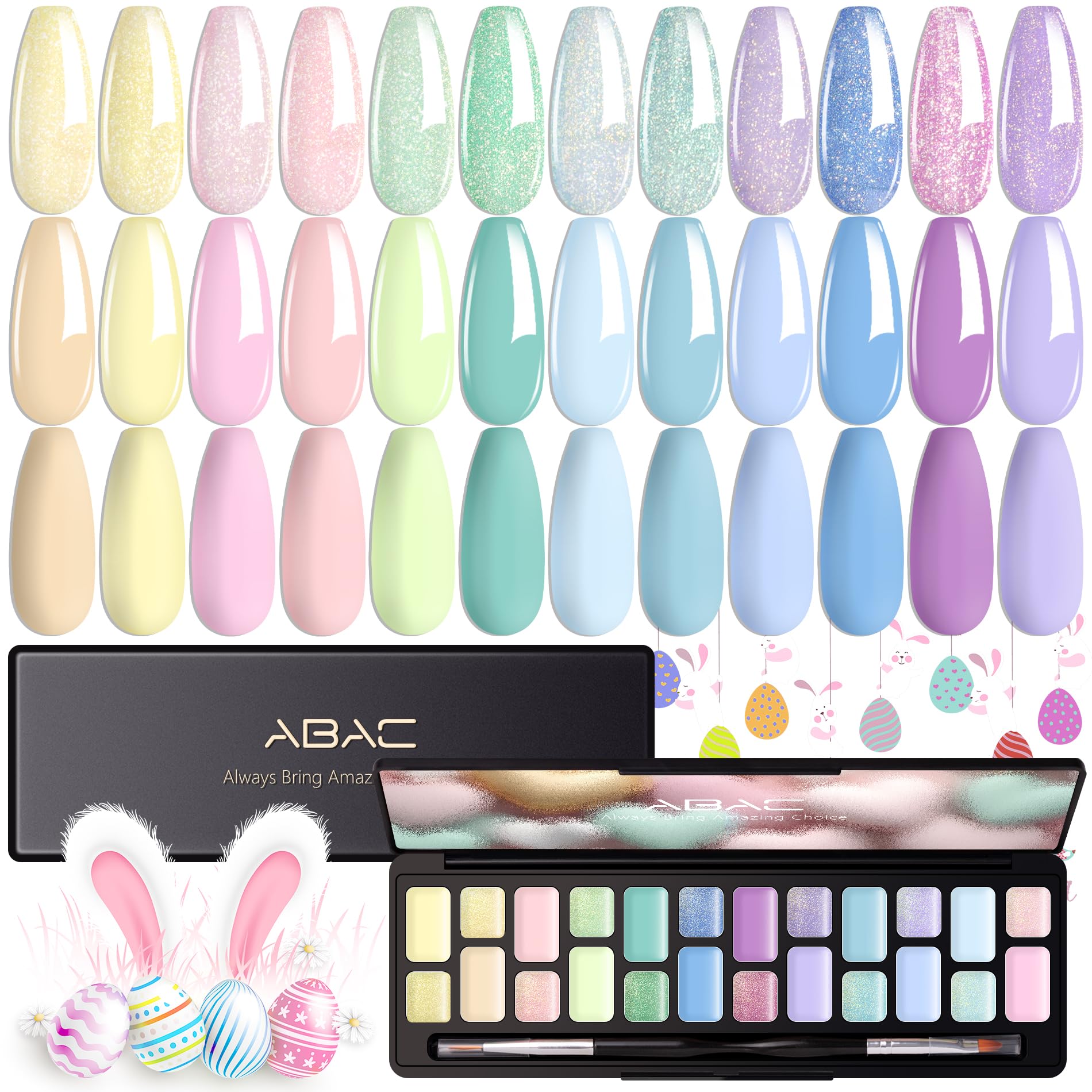 Conjunto De Esmaltes De Gel Para Unhas Abac Pastel Shimmer Solid 24 Cores