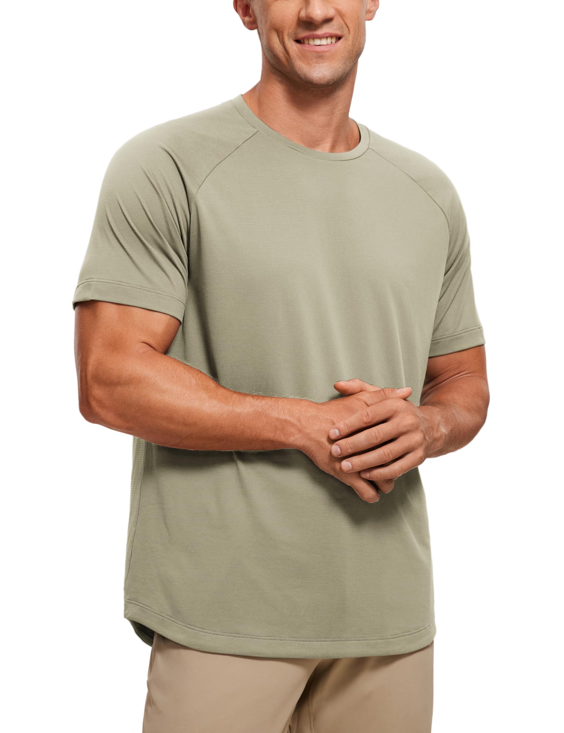 Camiseta Crz Yoga Leve De Manga Curta Para Homens Verde S