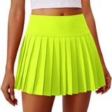 Calça Pinspark Feminina Plissada De Tênis De Golfe Verde Neon Xs