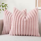Capas De Almofada Decoruhome Faux Fur Spring 55x55cm Rosa