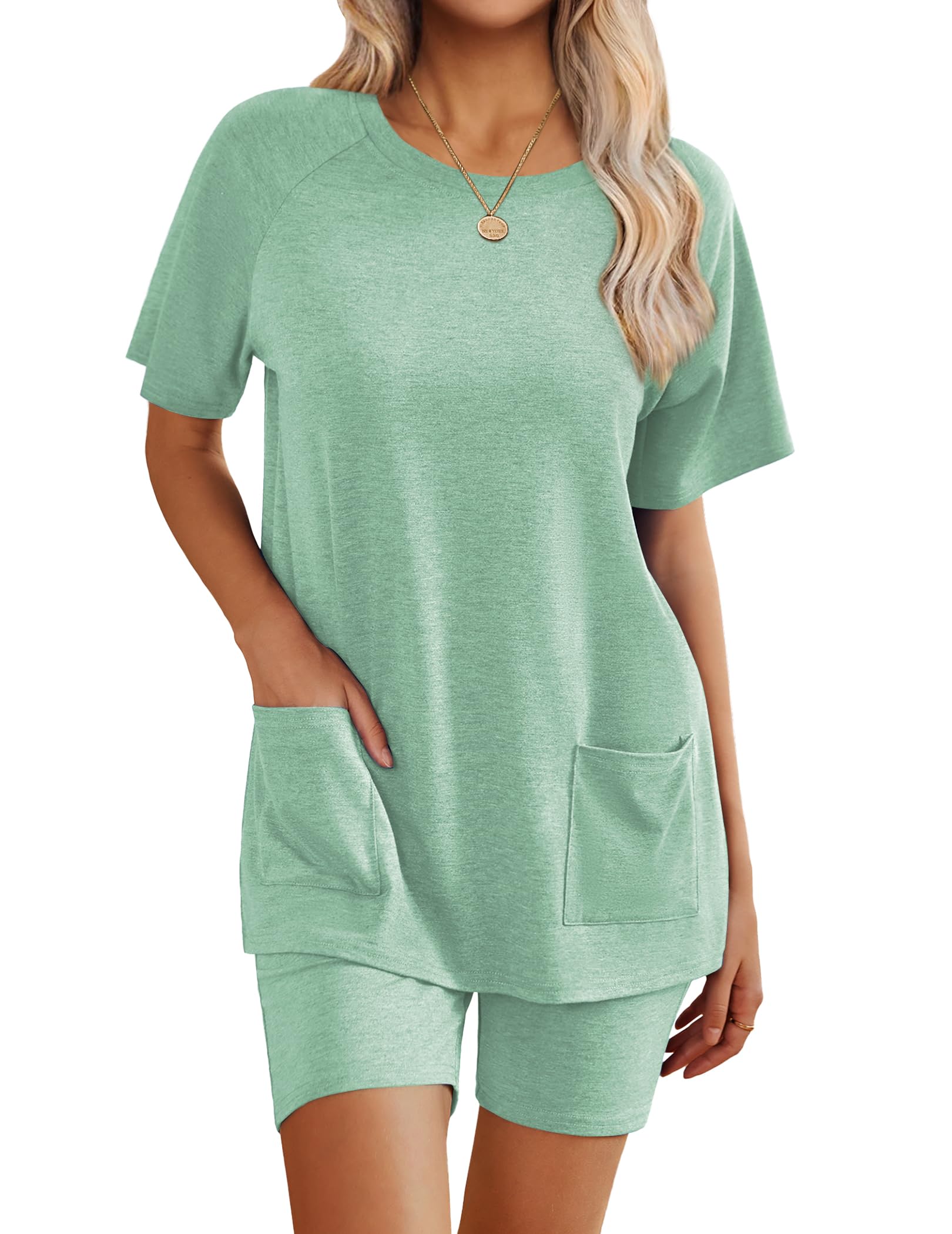 Conjunto De Lounge Ekouaer 2025, Roupas De Verão Com Bolso Para Mulheres