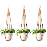 Cabide Para Plantas De Macramê Mkono Indoor Hanging 35 Cm, Marrom, Conjunto De 3