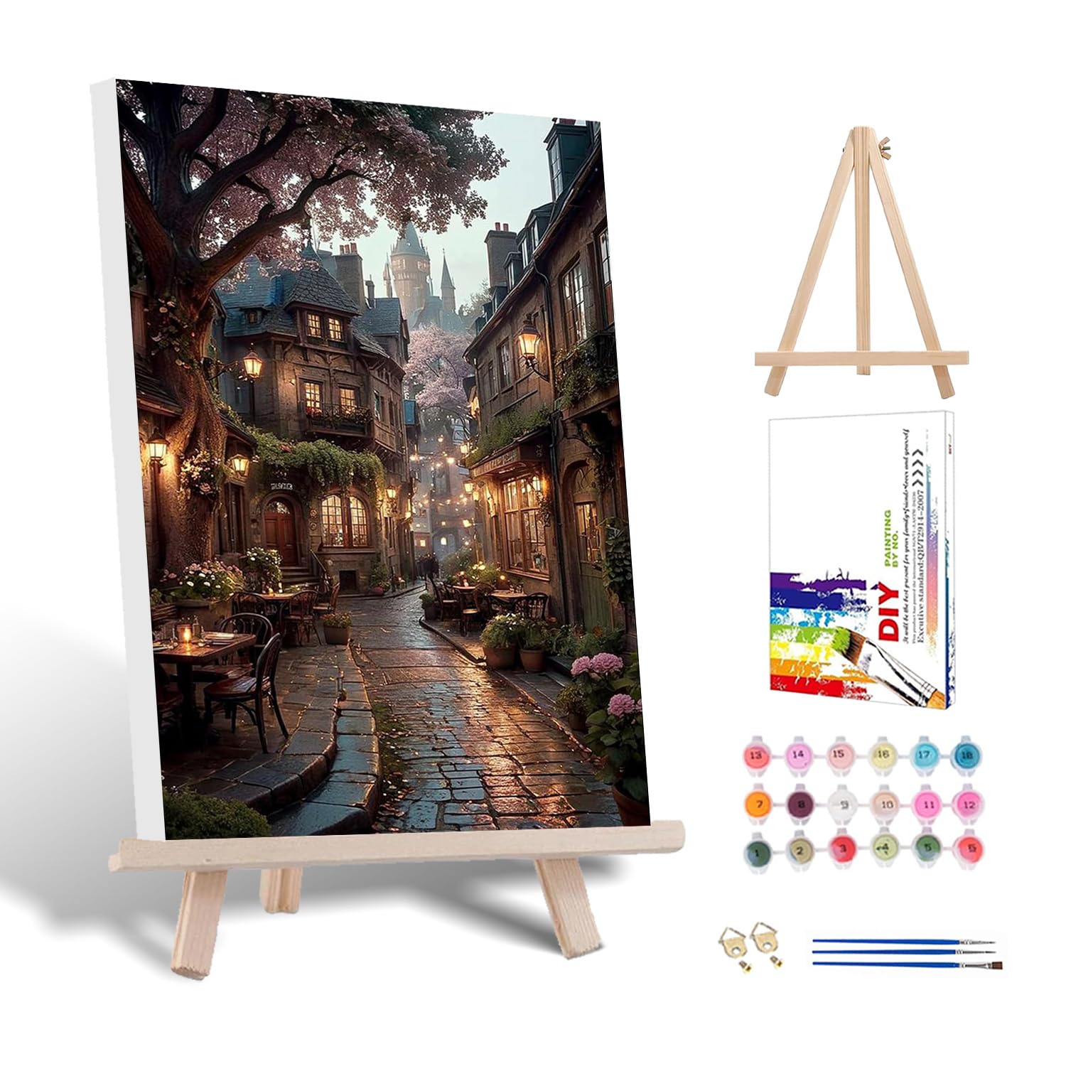 Kit Paint By Number Hitirecovi Streetscape Rainy Night