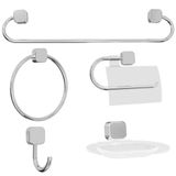 Kit De Acessorios Para Banheiro Samba Quadrado 5 Pecas Cromado - Japi