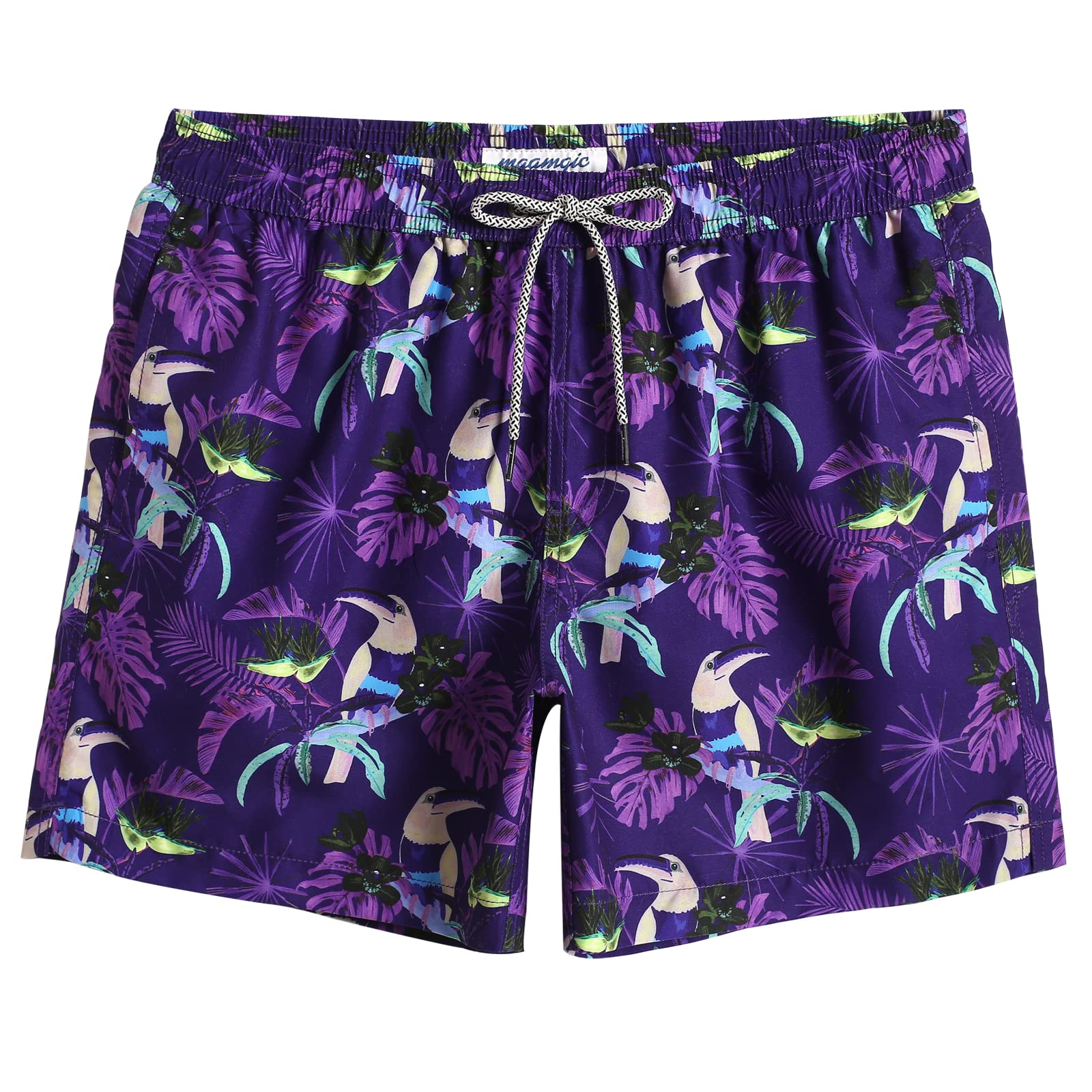 Calções De Banho Mamagic Masculinos Quick Dry Beach Shorts Bird Violet