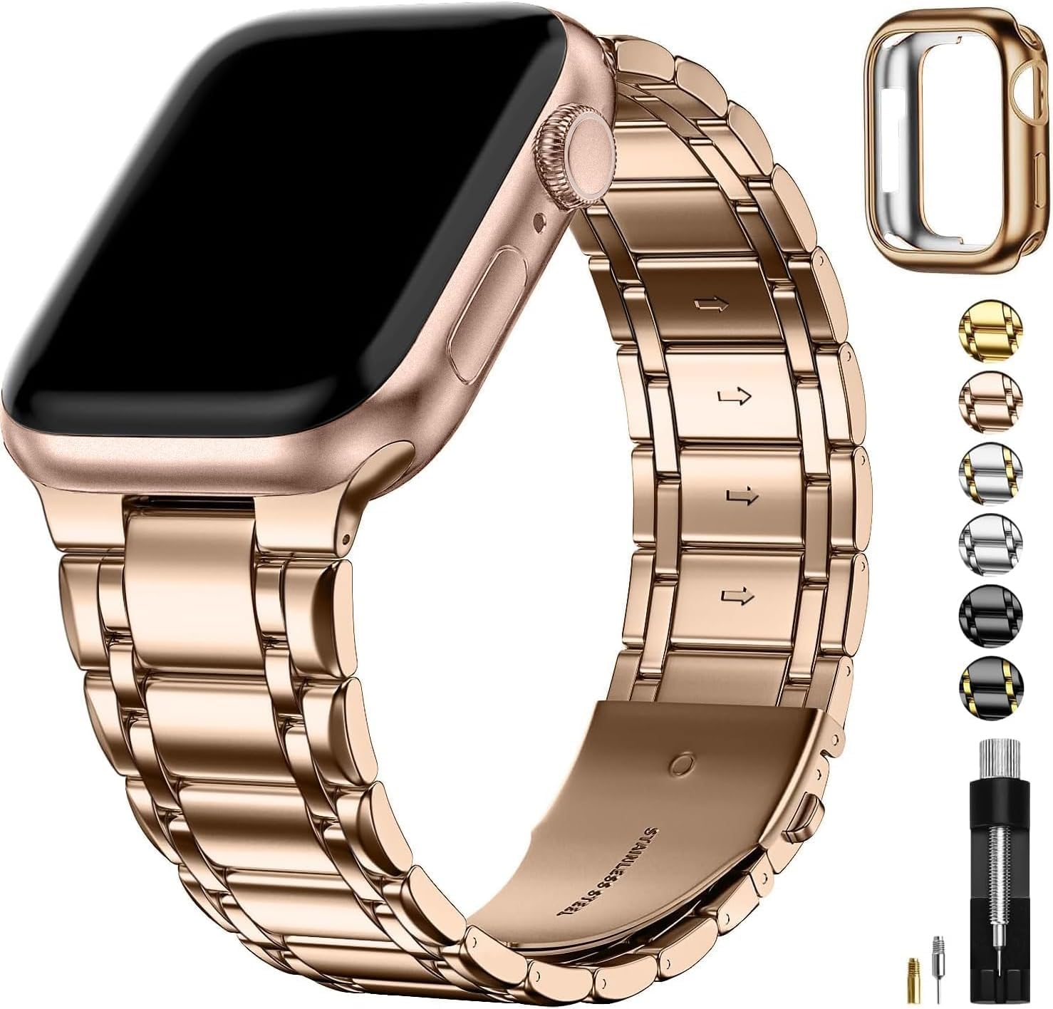 Pulseira De Relógio Fullmosa Compatível Com Apple 46 Mm Série 10 Em Ouro Rosa