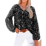 Blusa Btfbm Boho Com Estampa Floral De Chiffon Com Decote Em V Para Mulheres