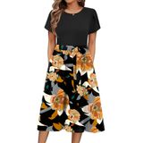Vestido Zeagoo Midi Para Mulheres Tamanho Grande Com Bolso E Manga Curta