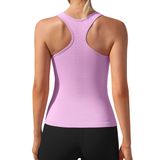 Camiseta Regata Feminina Attraco Com Nervuras, Gola Quadrada, Rosa, Lavanda