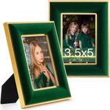 Porta-retratos Ksroecud Velvet 3.5x5 Verde Com Ouro Metálico