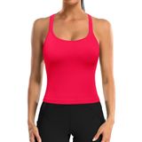 Camiseta Regata Attraco Workout Com Sutiã Embutido Vermelho Canelado Para Mulheres