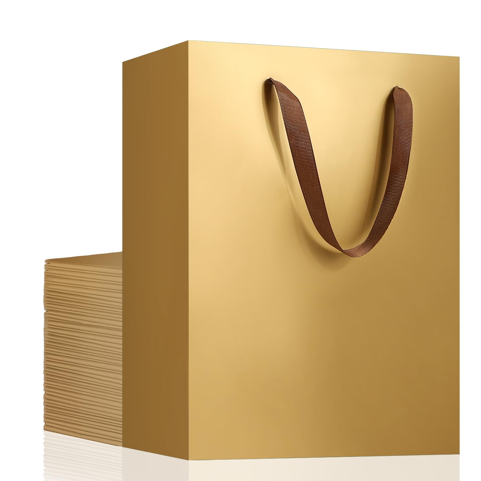 Sacos De Presente Eusoar Gold Paper 25 Unidades 15x6x20cm Com Alças