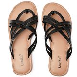 Sandálias Luoika Flat Wide Width Para Mulheres Pretas Tamanho 38eu